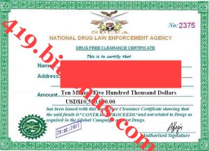drug free certificate 